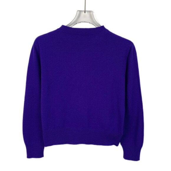 Miu Miu Purple Wool Heart Knit Crewneck Sweater Womens Size 36 Made In Italy - Picture 2 of 8